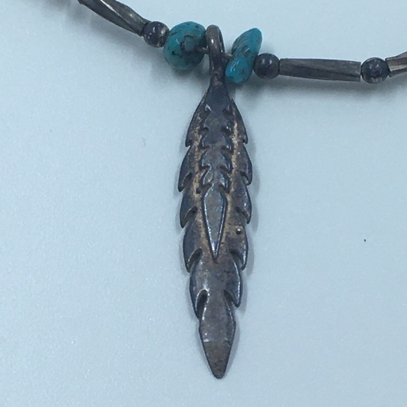 .925 Sterling Turquoise & Coral Liquid Silver Necklace - Picture 8 of 9